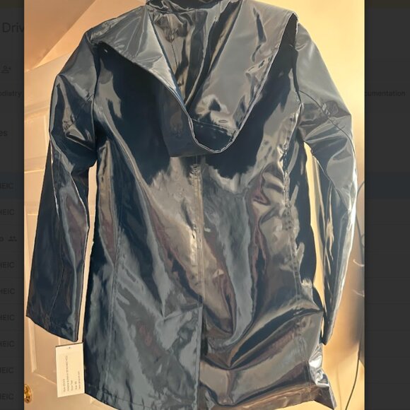Jane Post XS Navy/Teal Detachable Hood Iconic Princess Rain Slicker Jacket NWT - Picture 6 of 8